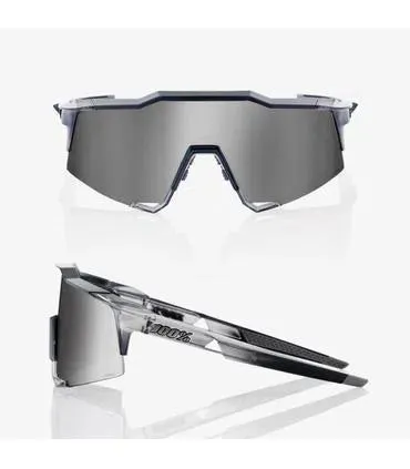 RIDE 100% Eyewear Speedcraft Polished Translucent - Crystal Grey HiPER Silver Mirror Lens