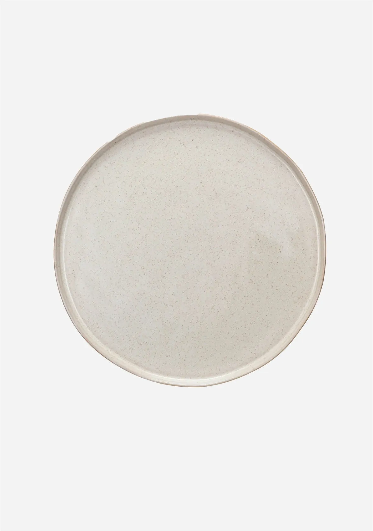 Round Stoneware Plate, Reactive Glaze, Cream Color