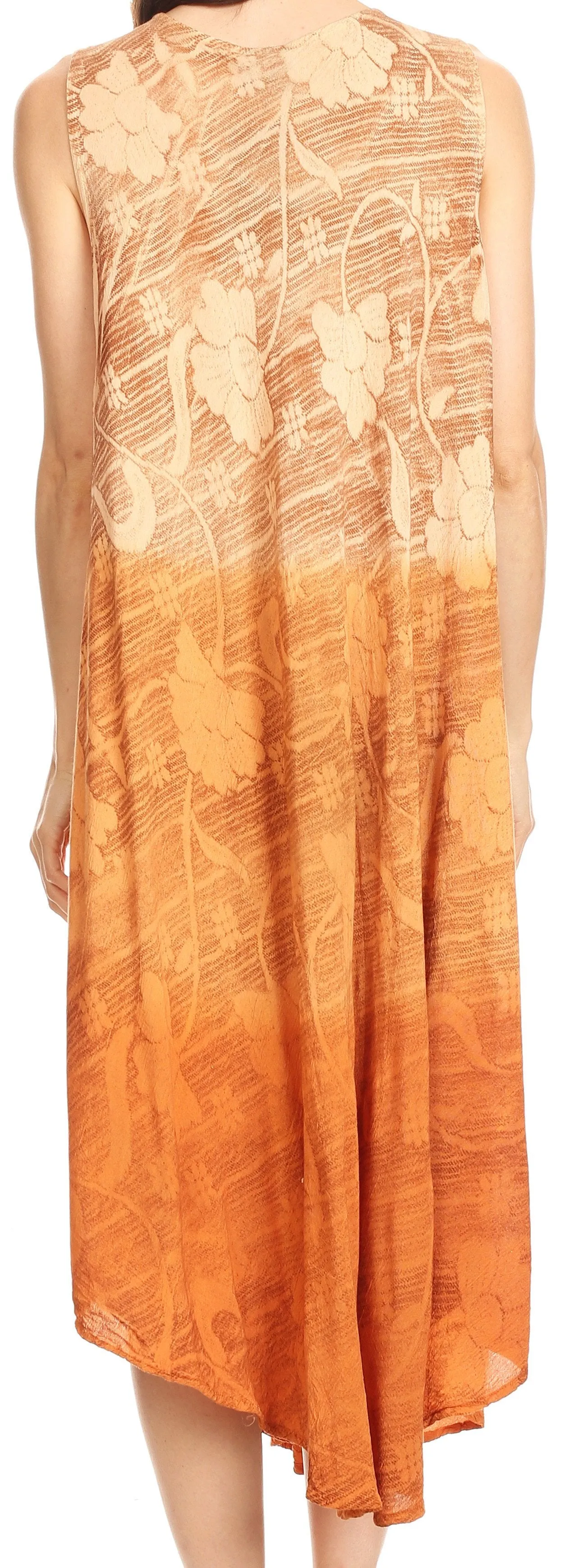 Sakkas Alicia Ombre Vine Print Batik Dress / Cover Up with Sequins and Embroidery