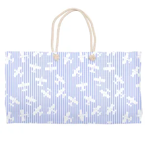 Seersucker Weekender Tote - Blue