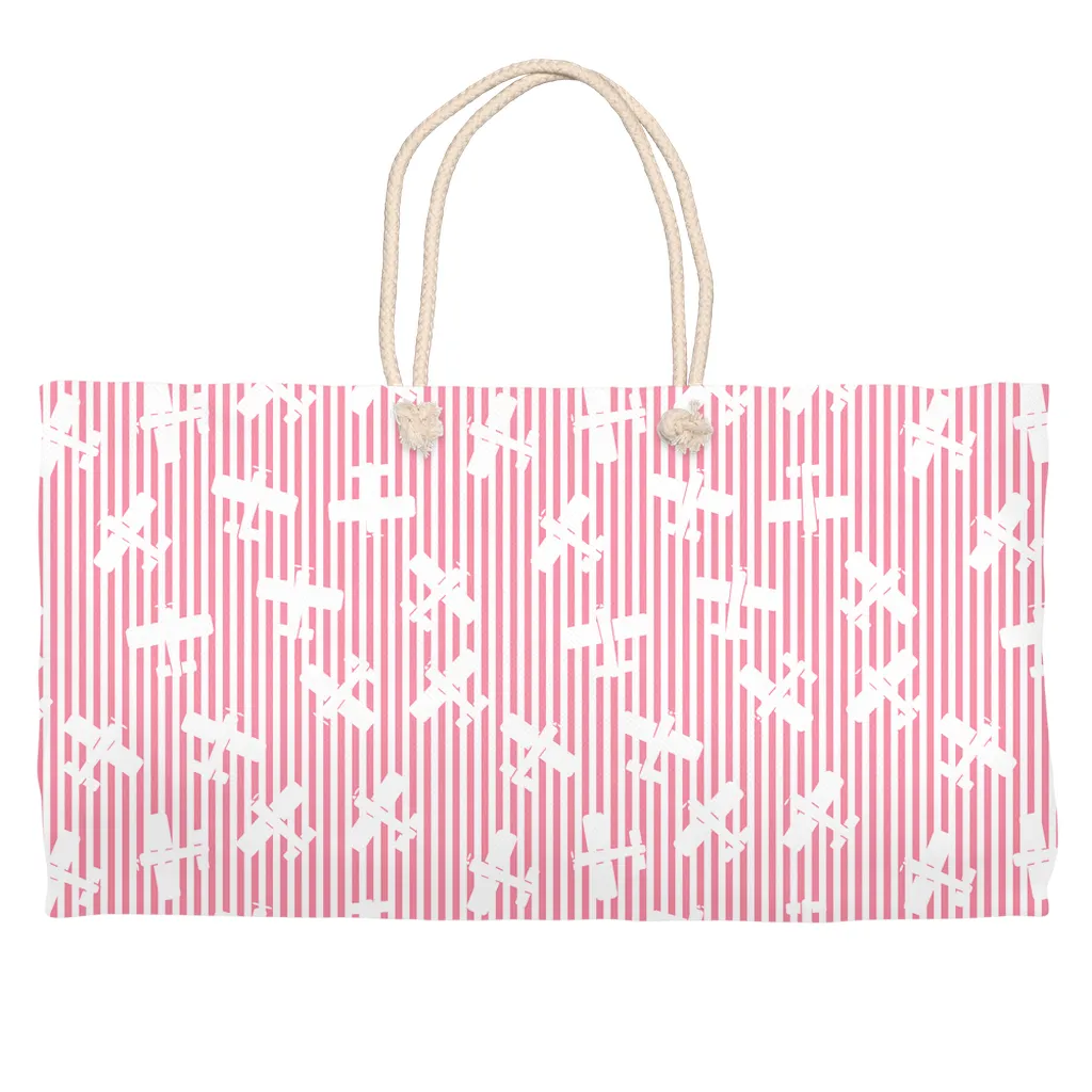 Seersucker Weekender Tote - Pink