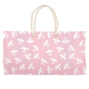 Seersucker Weekender Tote - Pink