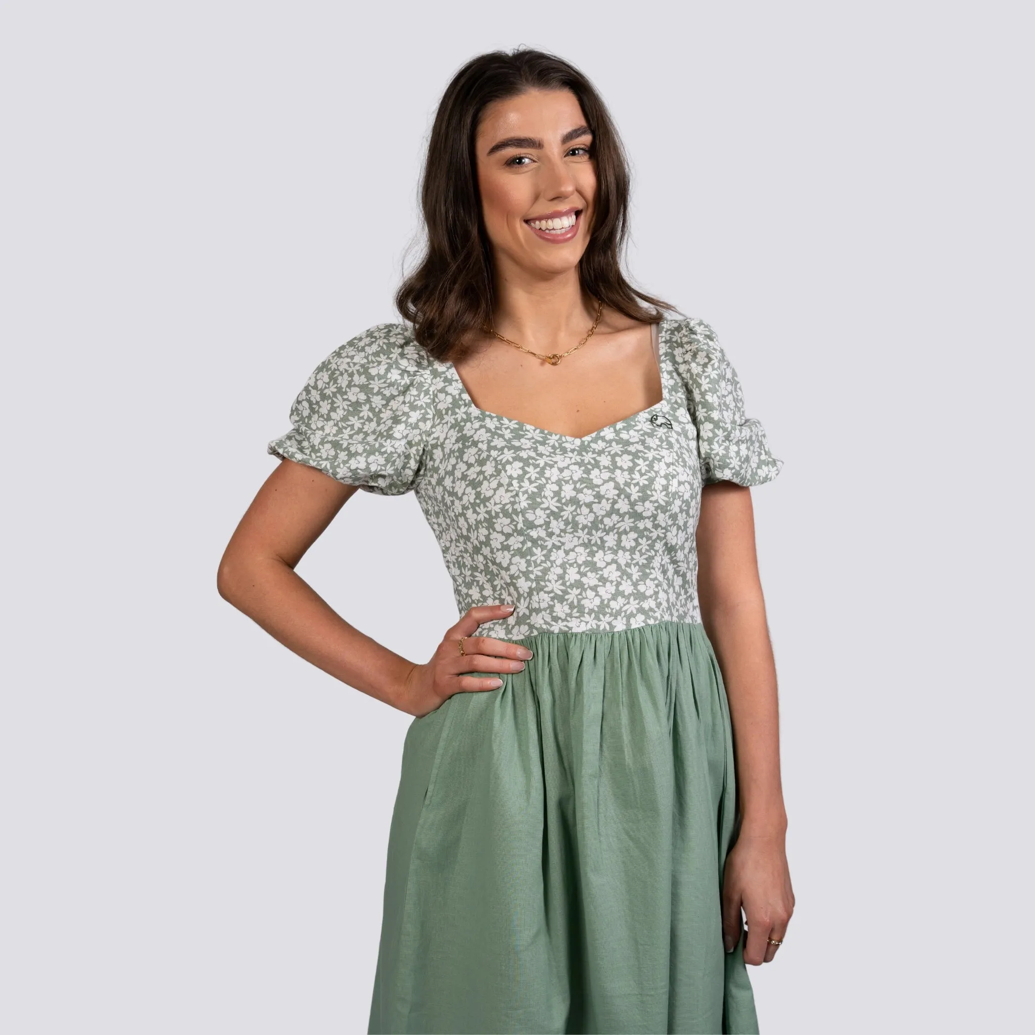 Sirocco Blooms Green Frock Dress