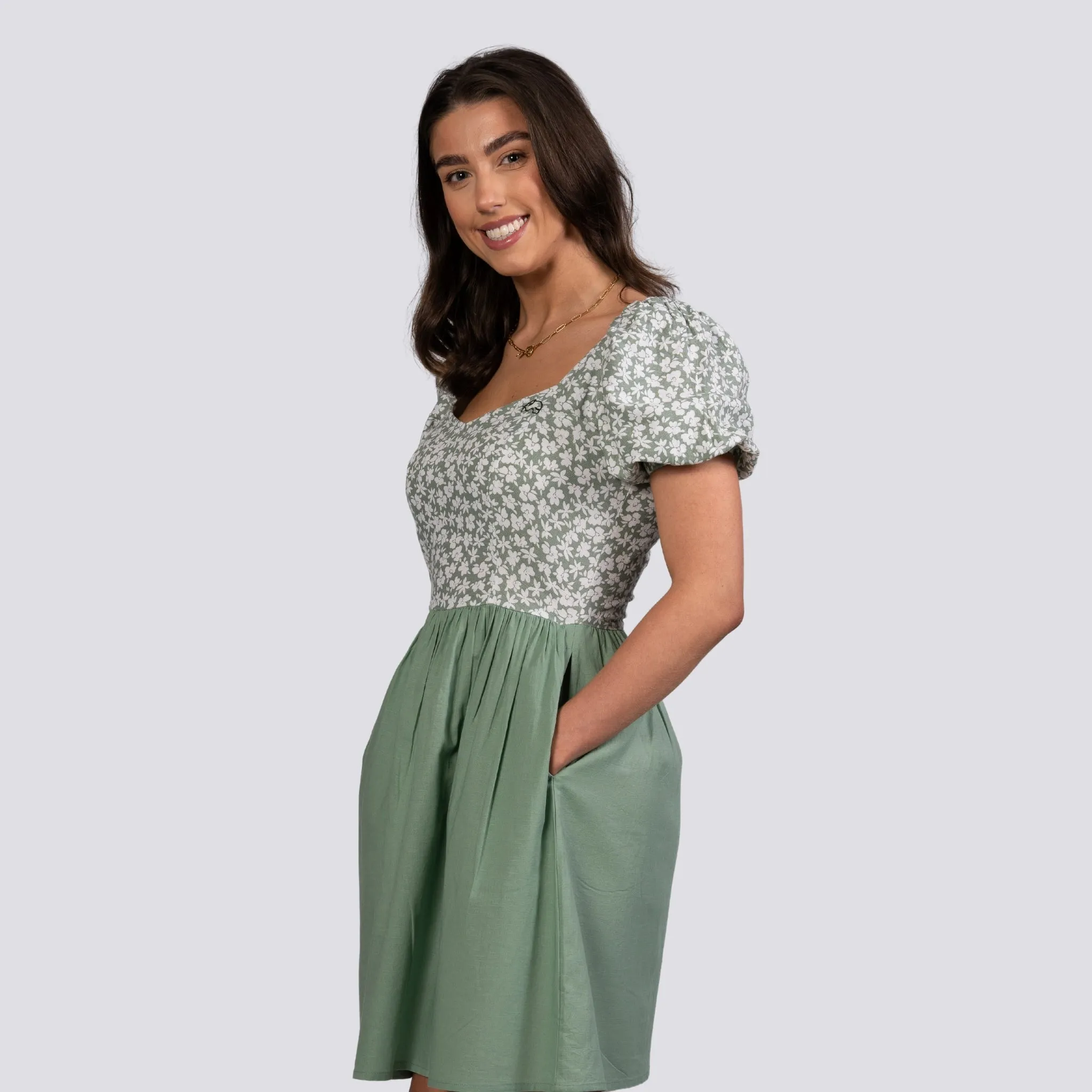 Sirocco Blooms Green Frock Dress