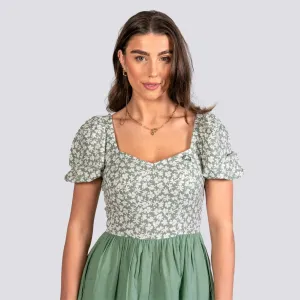 Sirocco Blooms Green Frock Dress