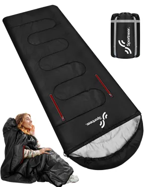 Sportneer Sleeping Bag - Wearable for Adults & Kids with Arm Zipper Holes in Cold & Warm Weather, Waterproof Portable Sleeping Bag for Camping, Hiking, Backpacking, Outdoor Travel