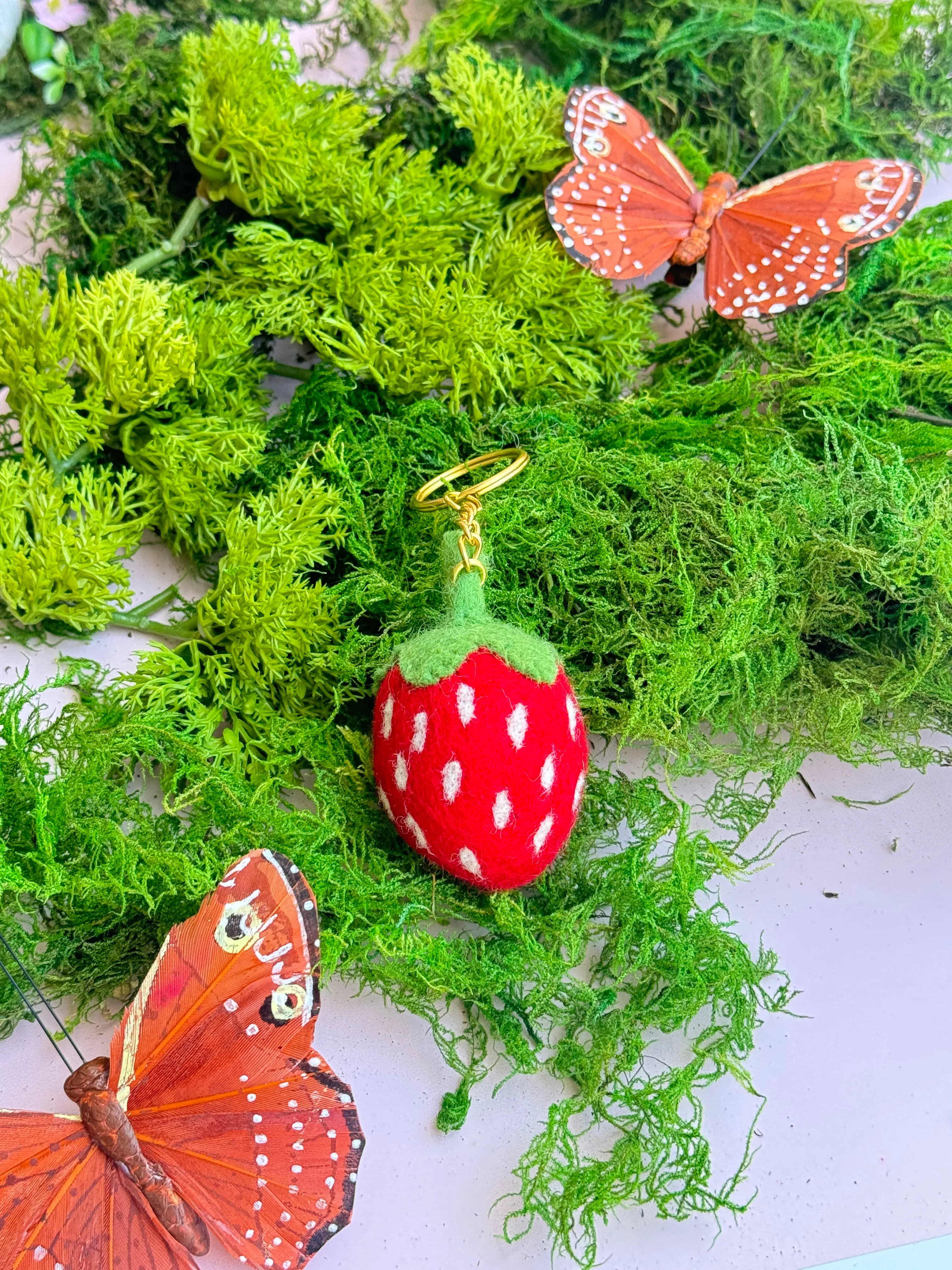 Strawberry Felt Keychain