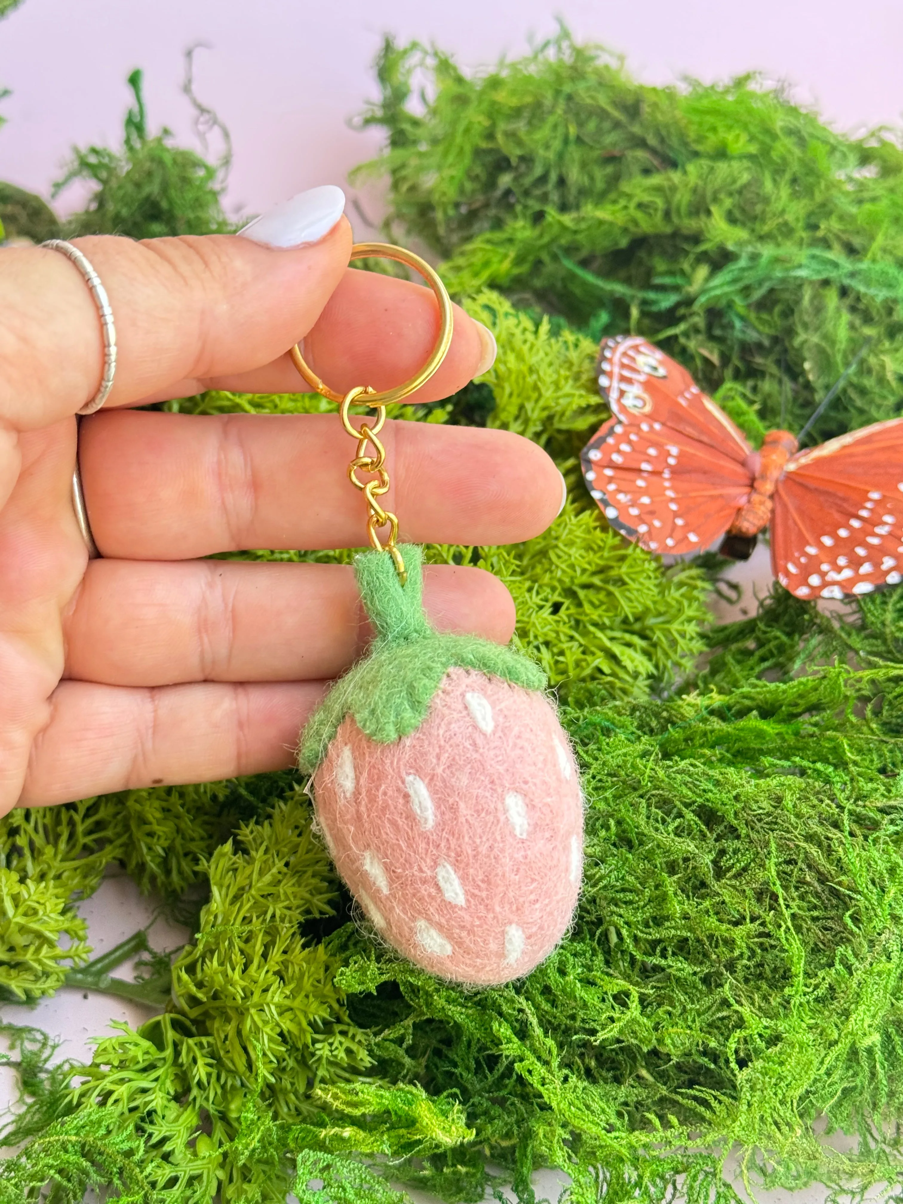 Strawberry Felt Keychain