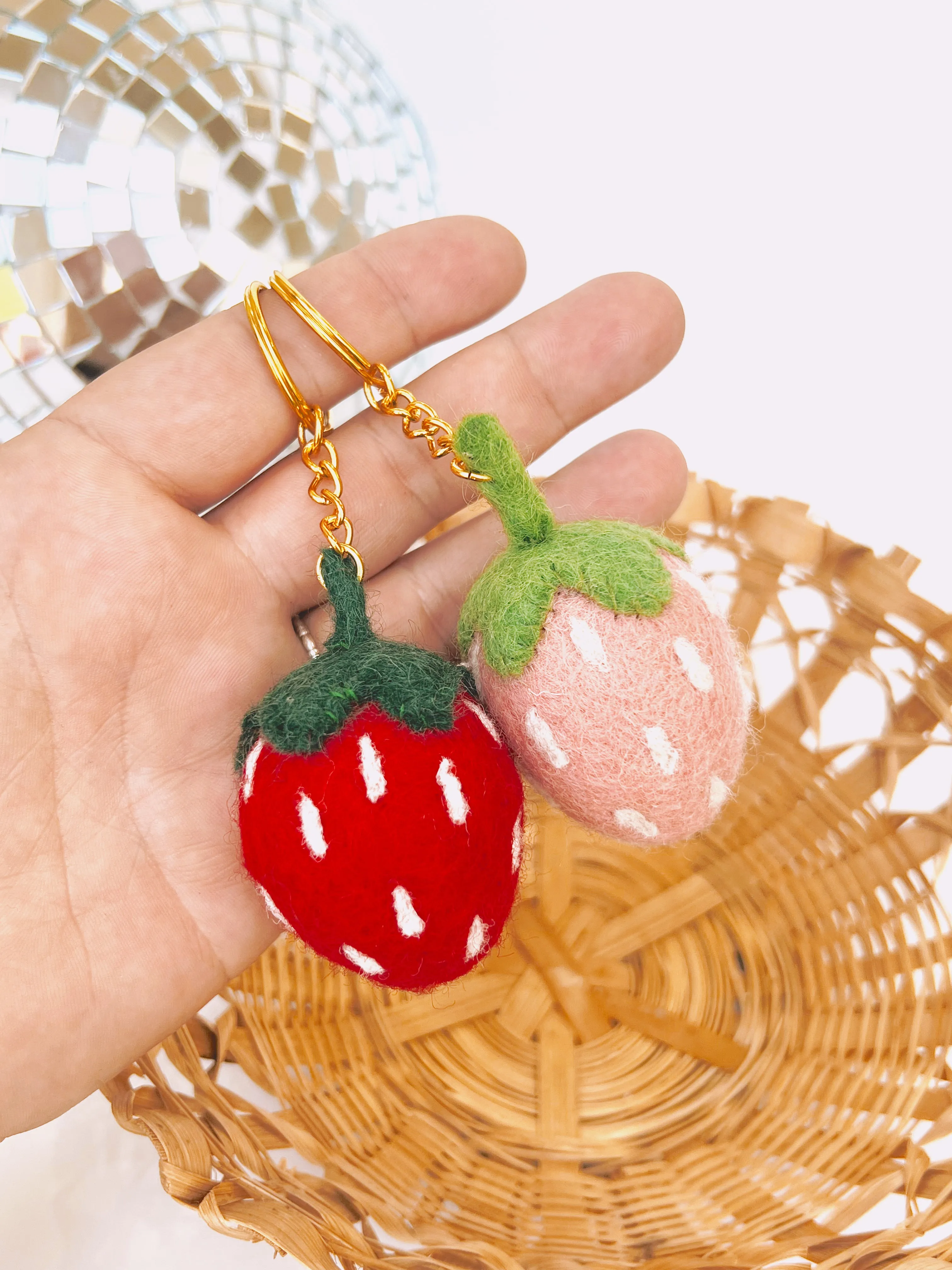 Strawberry Felt Keychain