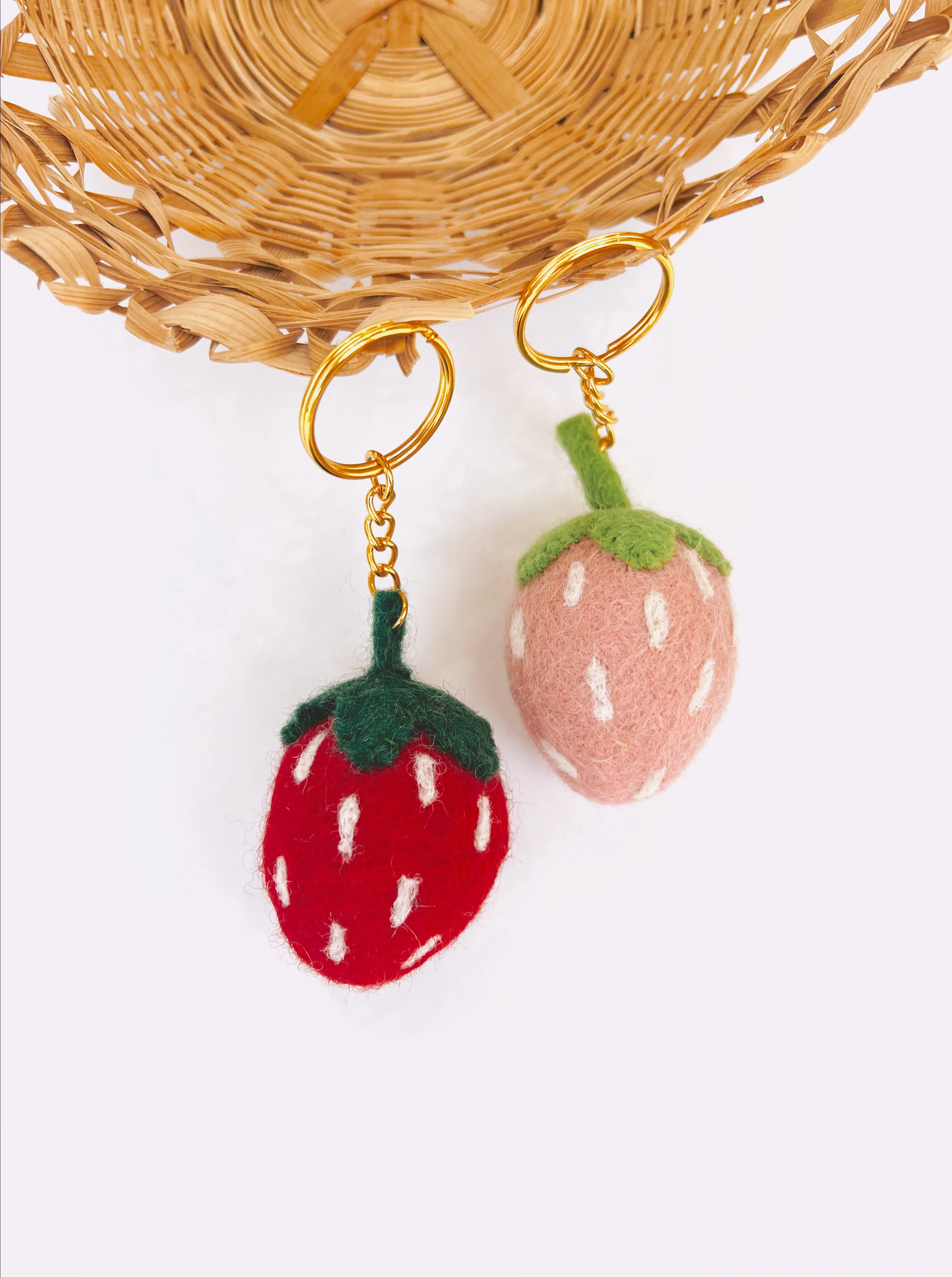 Strawberry Felt Keychain