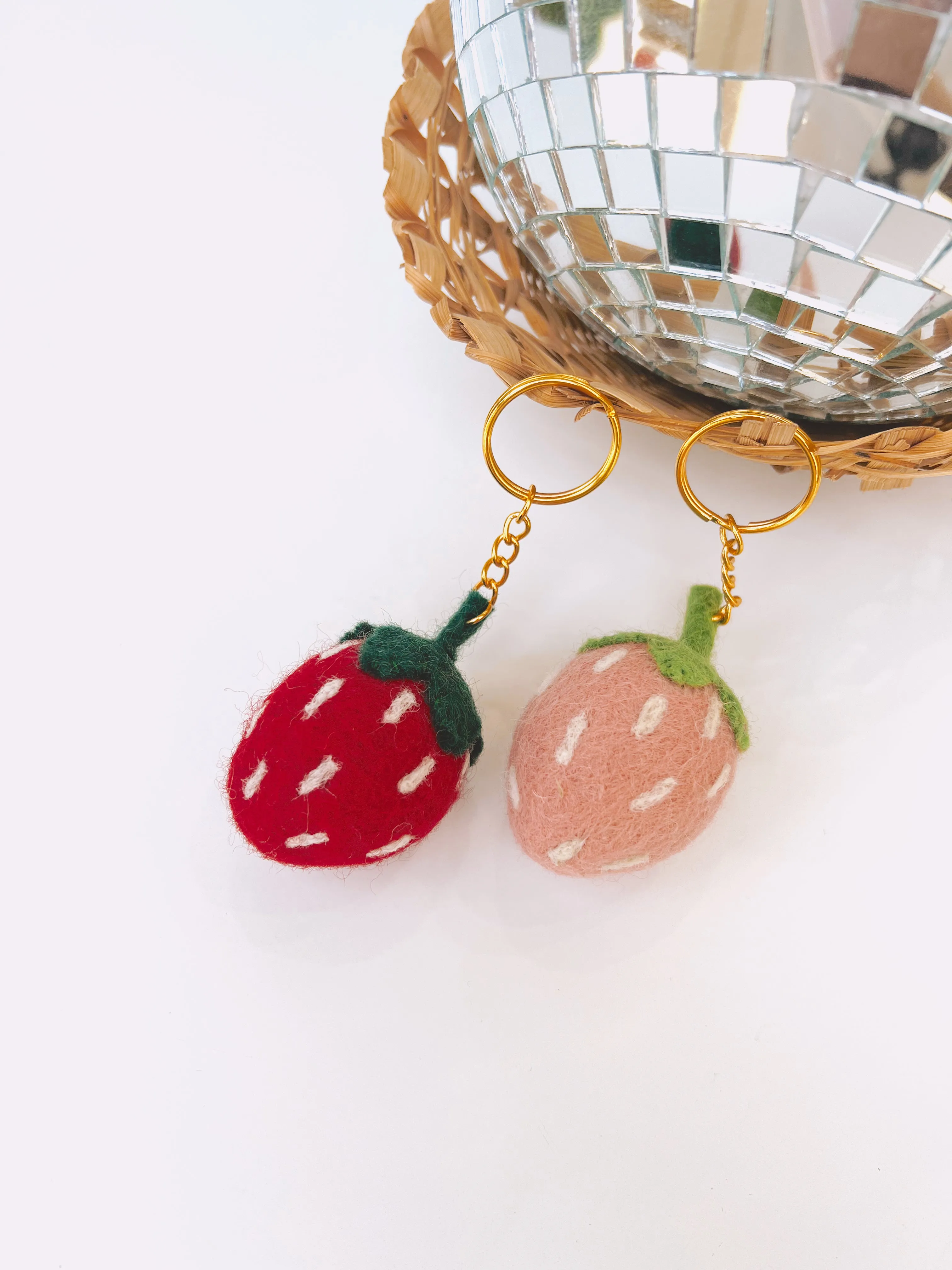 Strawberry Felt Keychain