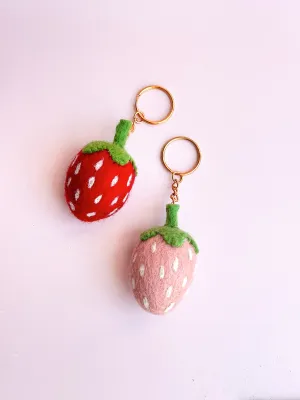 Strawberry Felt Keychain