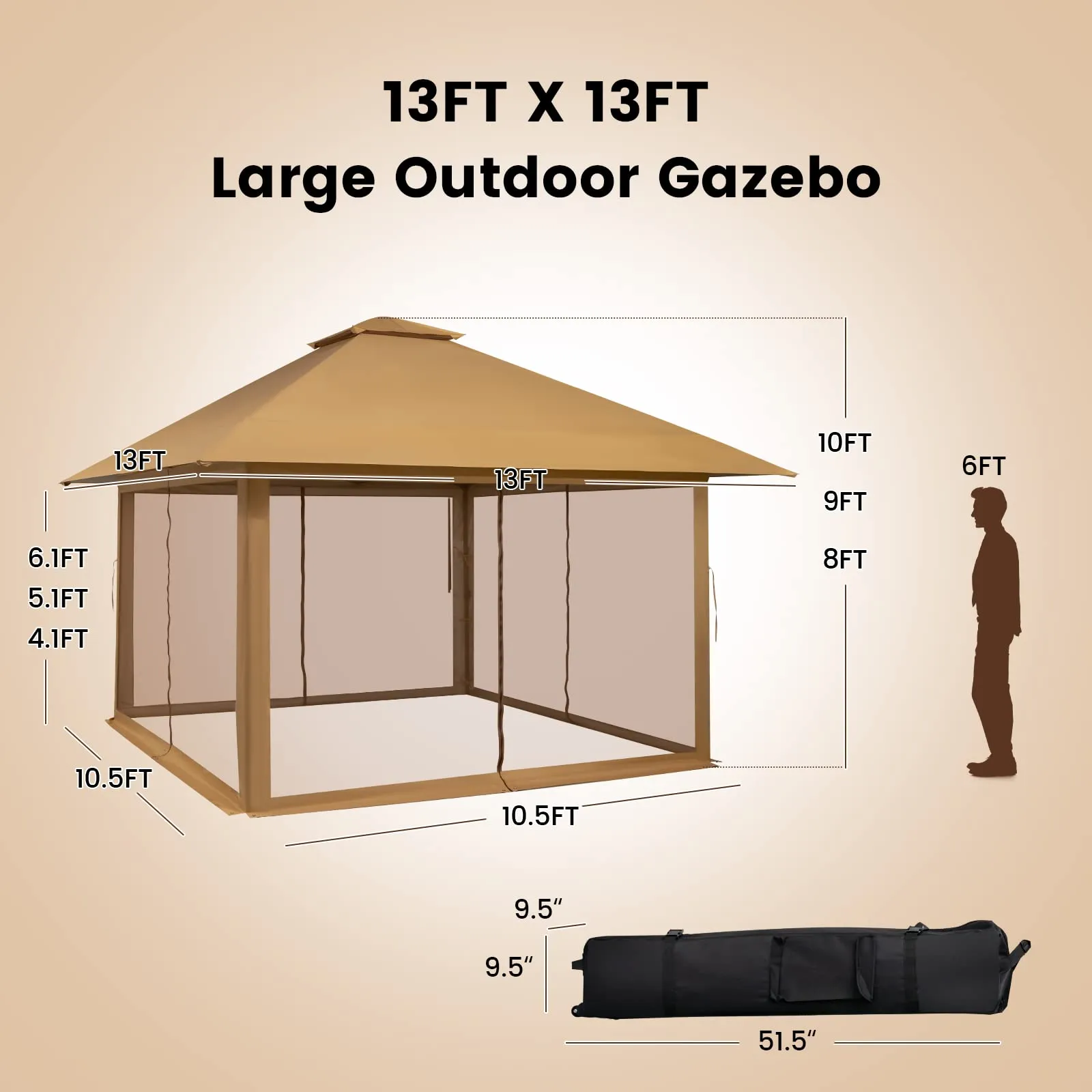 Tangkula 13' x 13' Pop-up Gazebo Canopy, Instant Setup Canopy Tent