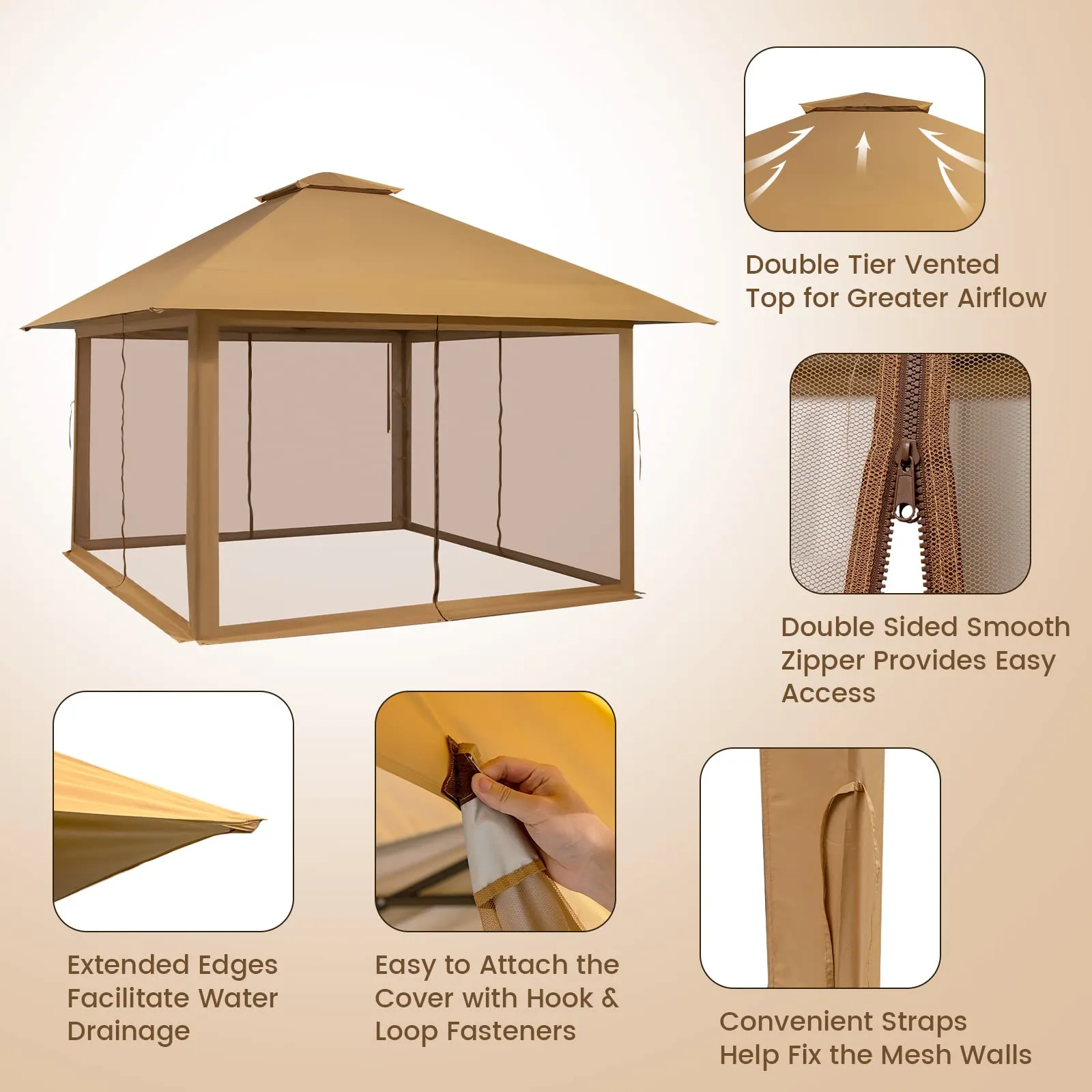 Tangkula 13' x 13' Pop-up Gazebo Canopy, Instant Setup Canopy Tent