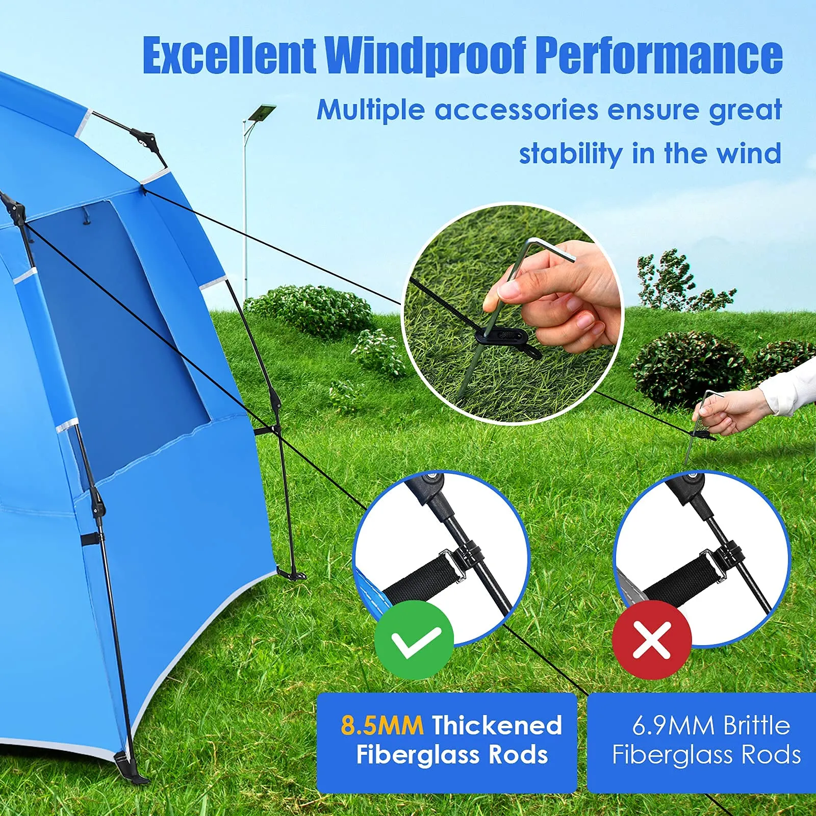 Tangkula 3-4 Person Easy Pop Up Beach Tent, UPF 50  Portable Sun Shelter