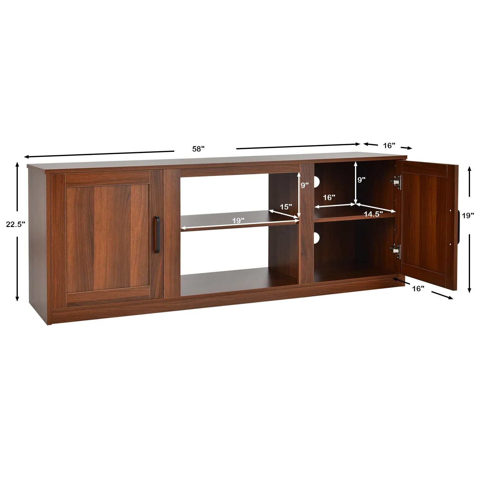 Tangkula Farmhouse TV Stand with Double Barn Doors