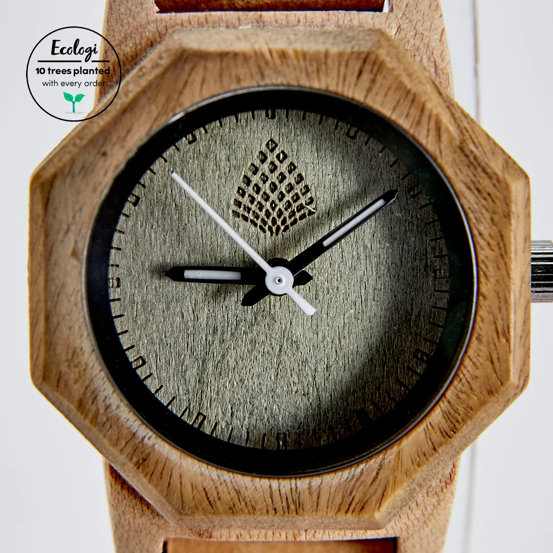 The Willow Watch - Eco-Friendly Handmade Timepiece from Recycled Maple & Green Sandalwood | Sustainable Fashion Watch