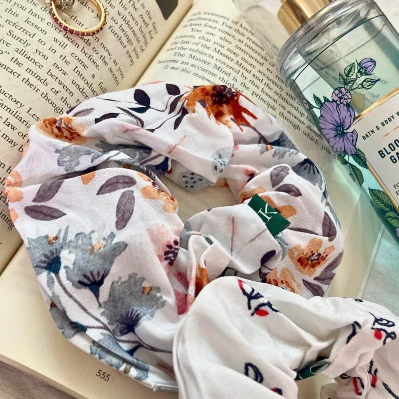 Tiny Floral Printed Scrunchies