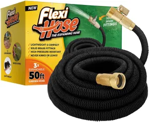 Upgraded Expandable Garden Hose 50 Ft Extra Strength 3/4 Solid Brass Fittings