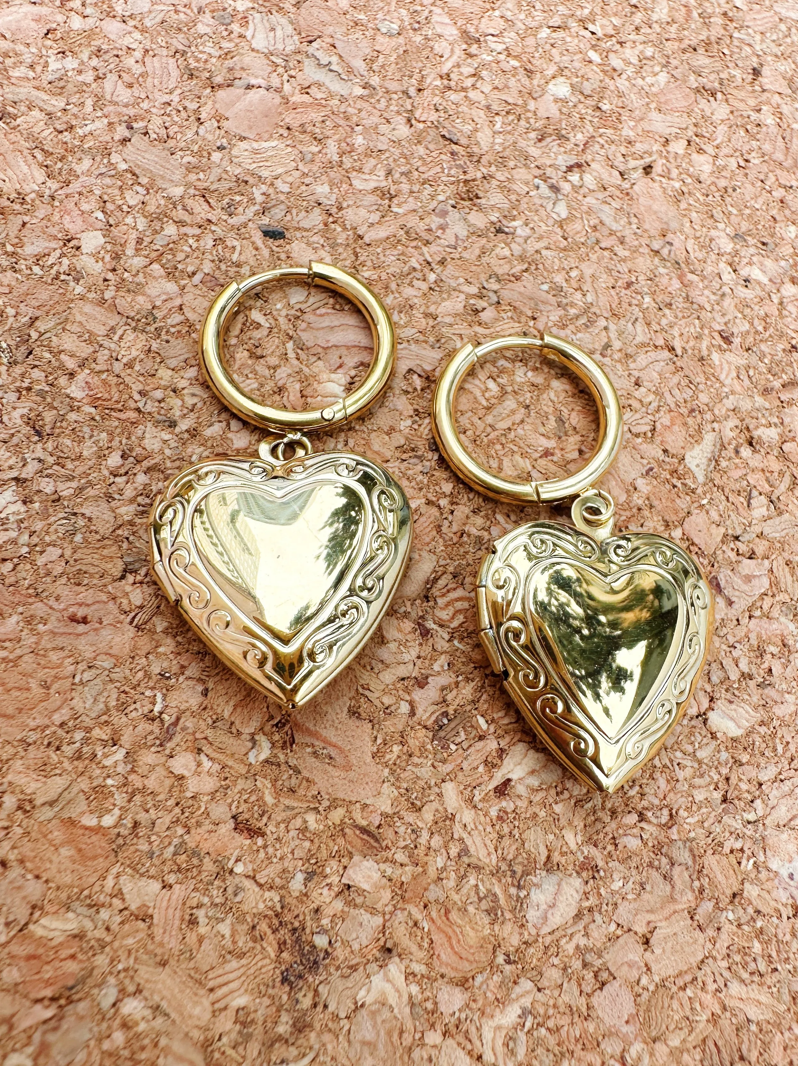 Vintage Heart Locket Earrings