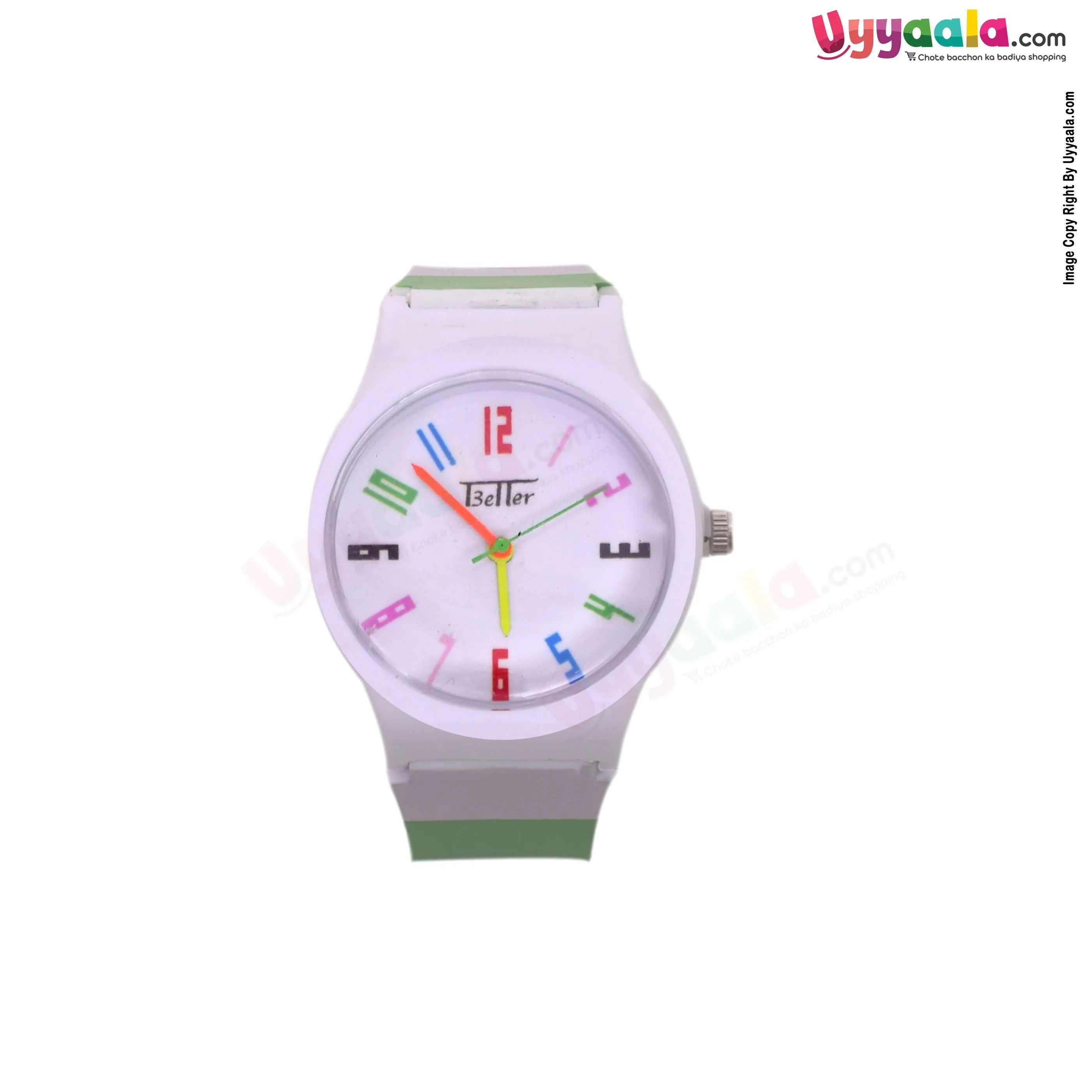 White analog wrist watch for kids - multi color strap, 2   years