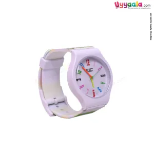 White analog wrist watch for kids - multi color strap, 2   years